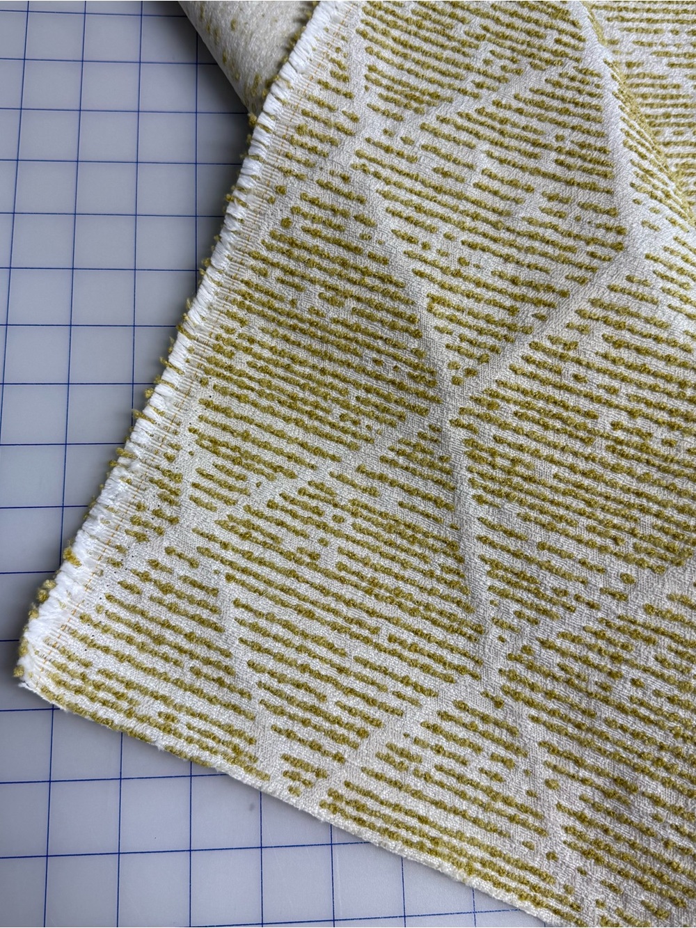 Fabric Remnant White And Gold Geometric Pattern Almost Full Yard
